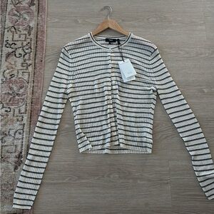 Theory Striped Long Sleeve Women Top